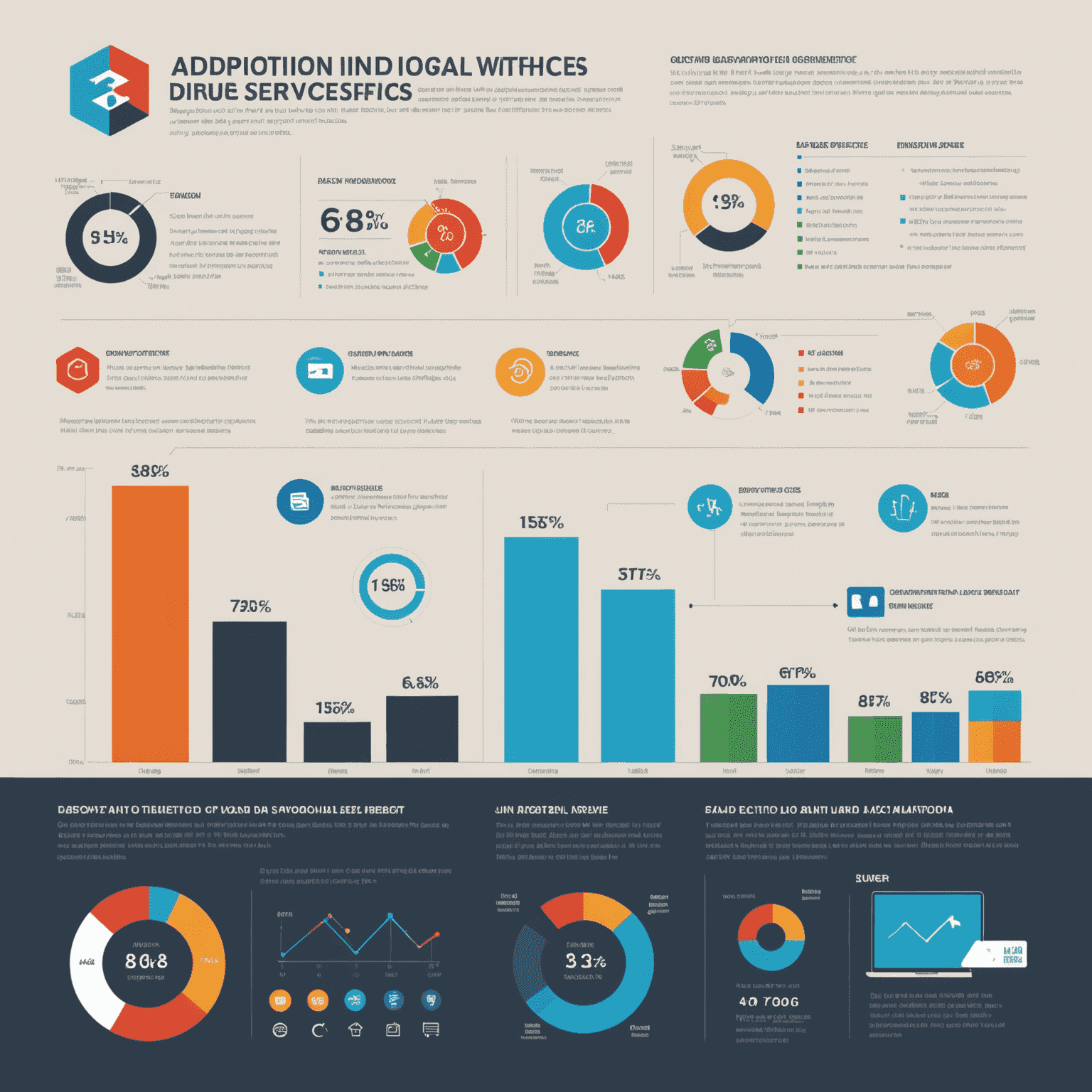 Infographic showing the adoption rates of various digital services in Slovak offices, with bar charts and icons representing different digital tools