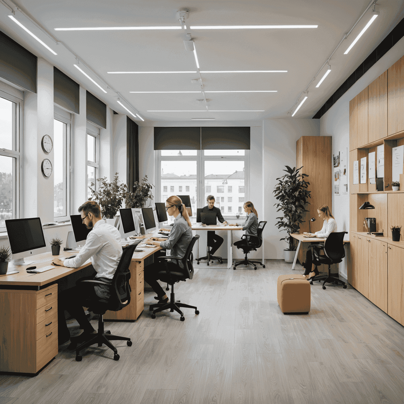 Modern Slovak office space with employees using digital tools and services